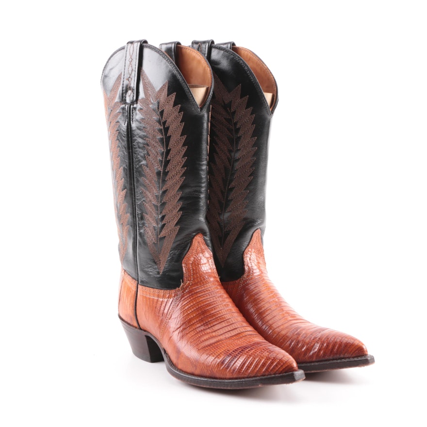 Women's Vintage J. Chisholm Leather and Lizard Skin Western Boots