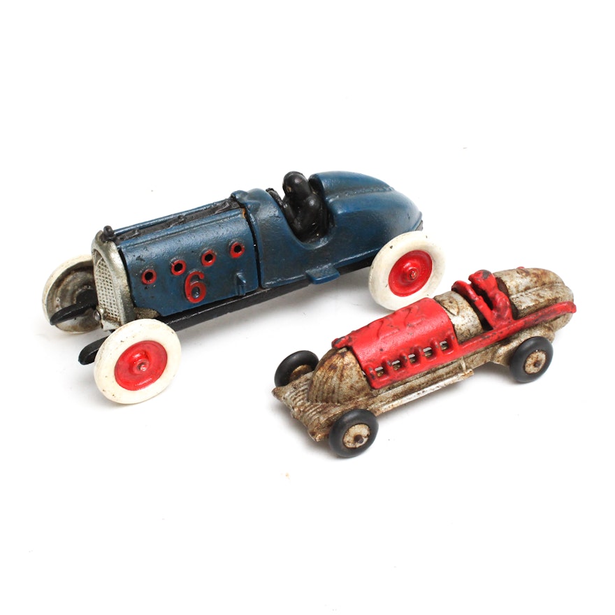 Vintage Hubley Cast Iron Race Cars