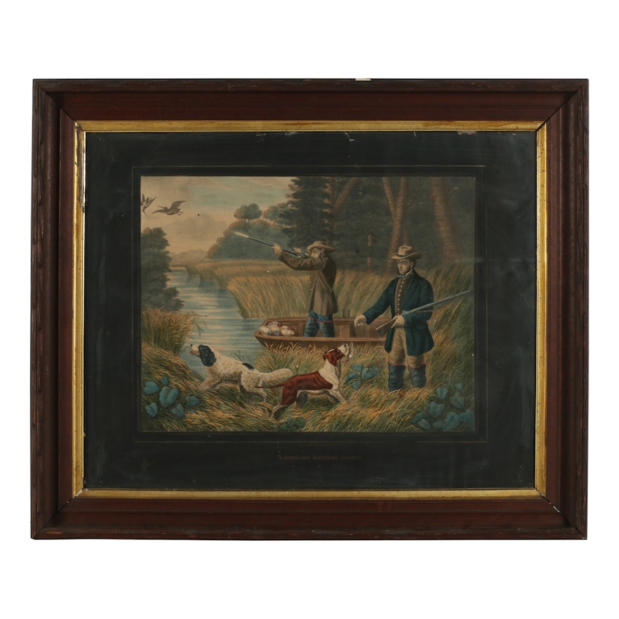 Max Jacoby & Zeller Hand-Colored Lithograph "American Hunting Scenes"