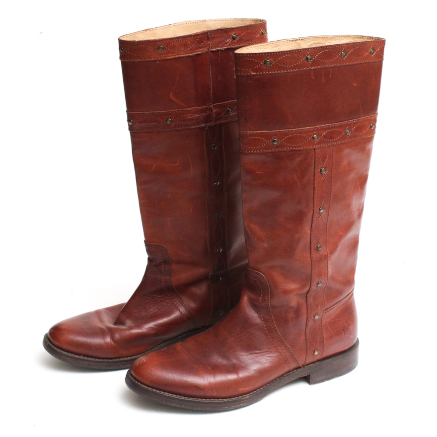 Frye Chestnut Leather Riding Boots