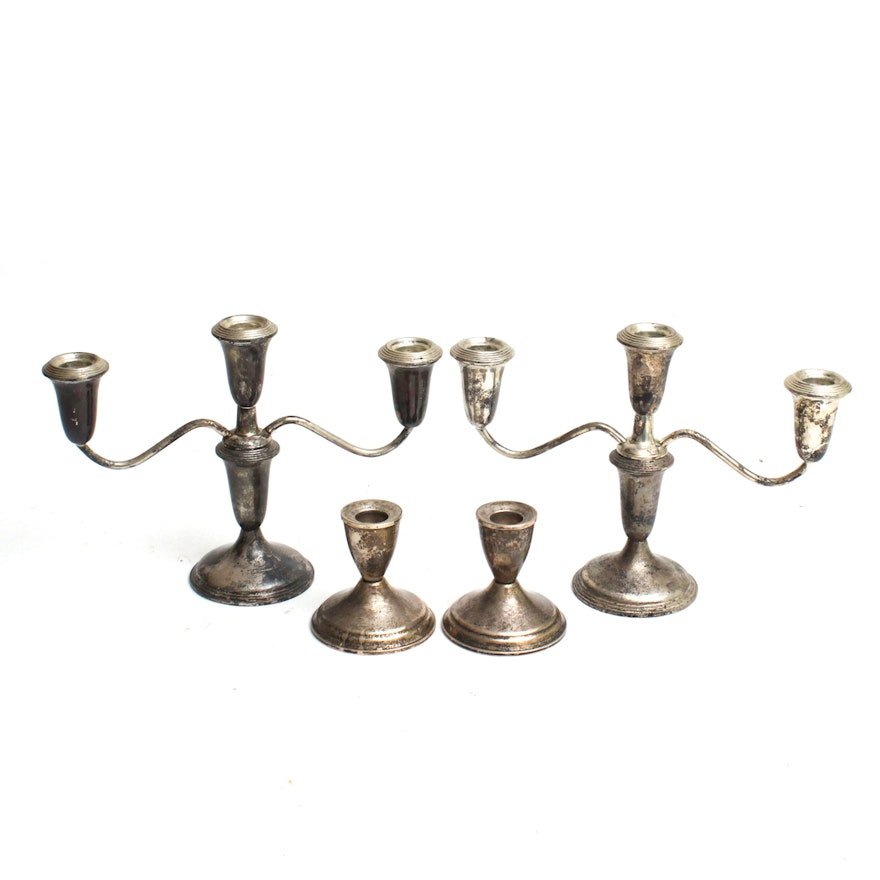 Duchin Creation and Empire Weighted Sterling Silver Candleholders