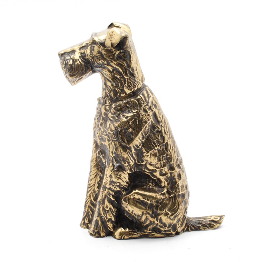 Cast Brass Airedale Terrier Figural Sculpture