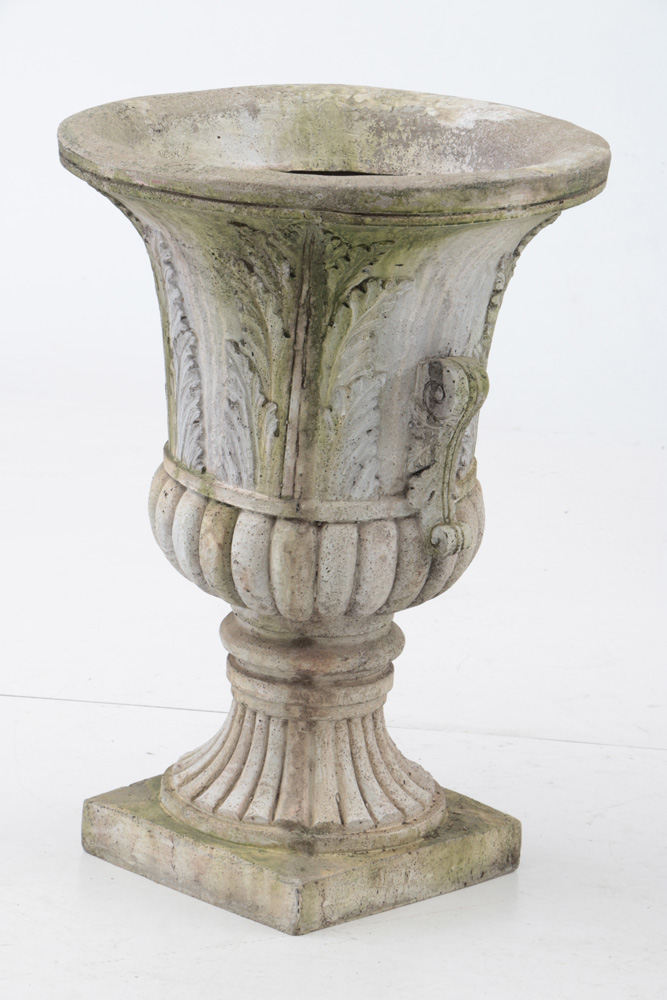 Pair of Large Cement Finish Resin Planters