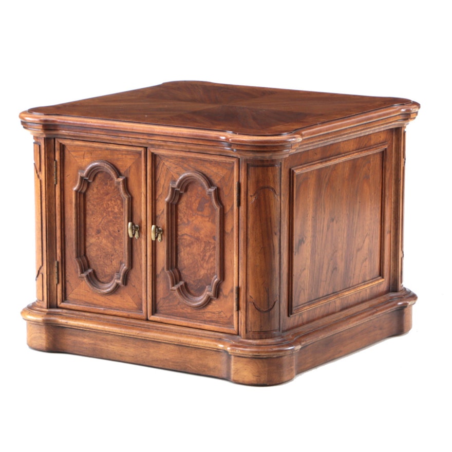 Mediterranean Style Pecan End Table / Cabinet