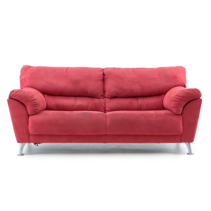 Contemporary Upholstered Red Sofa