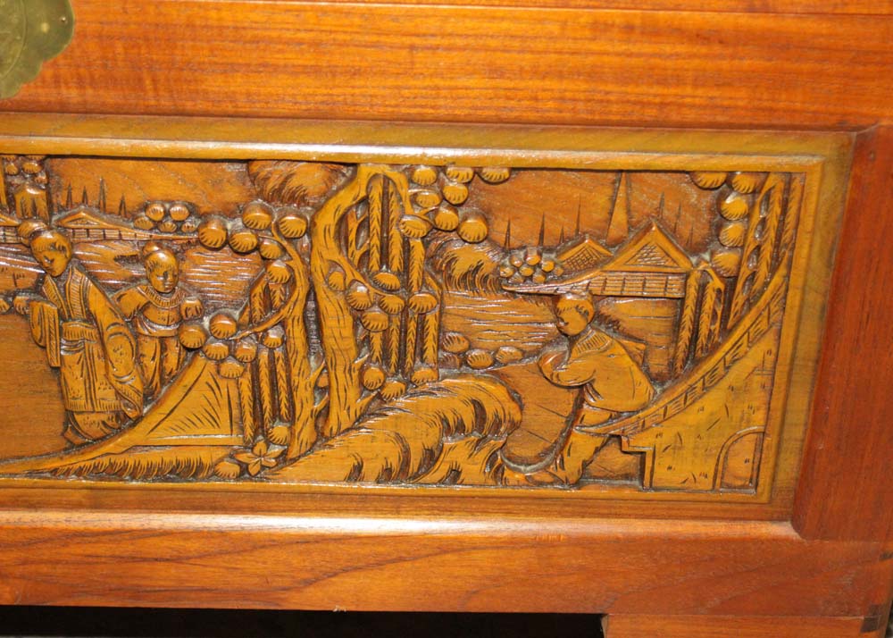 Chinese Carved Cedar Chest