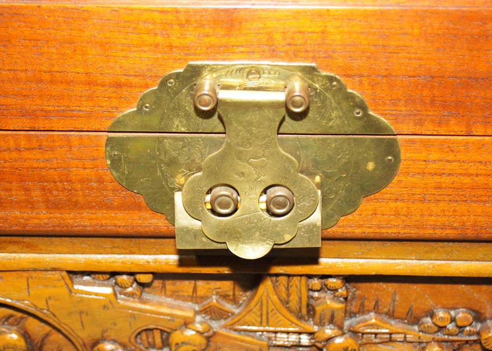 Chinese Carved Cedar Chest