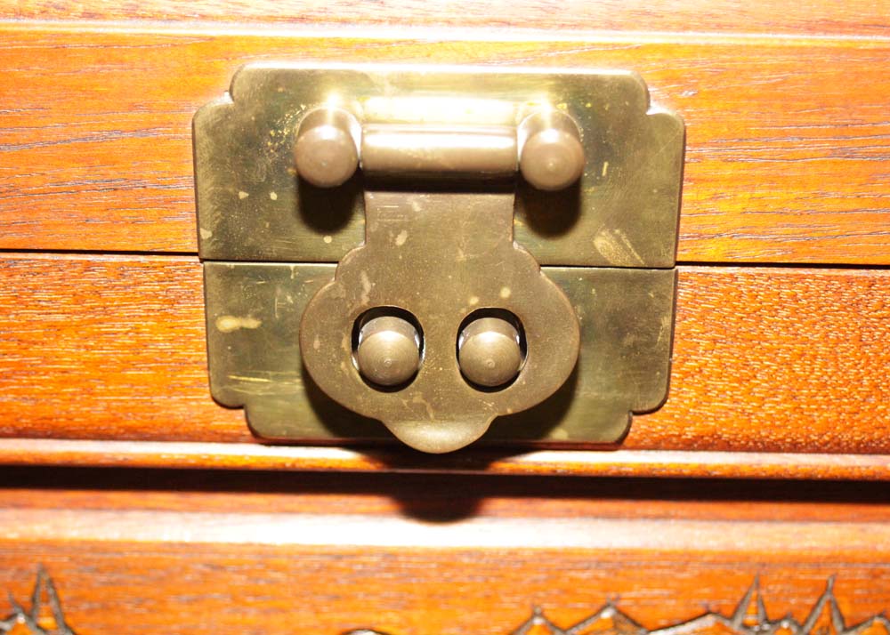 Carved Chinese Flatware Storage Cabinet