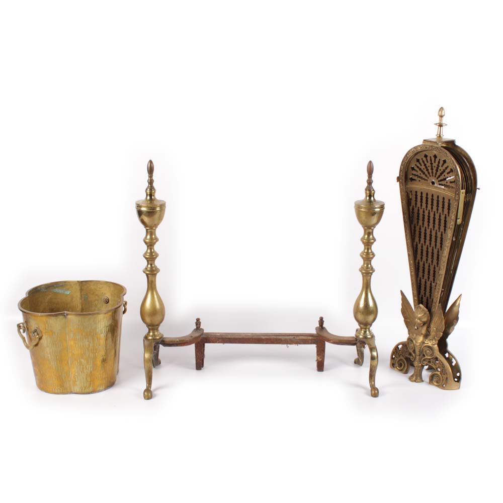 Vintage Brass Fireplace Accessories