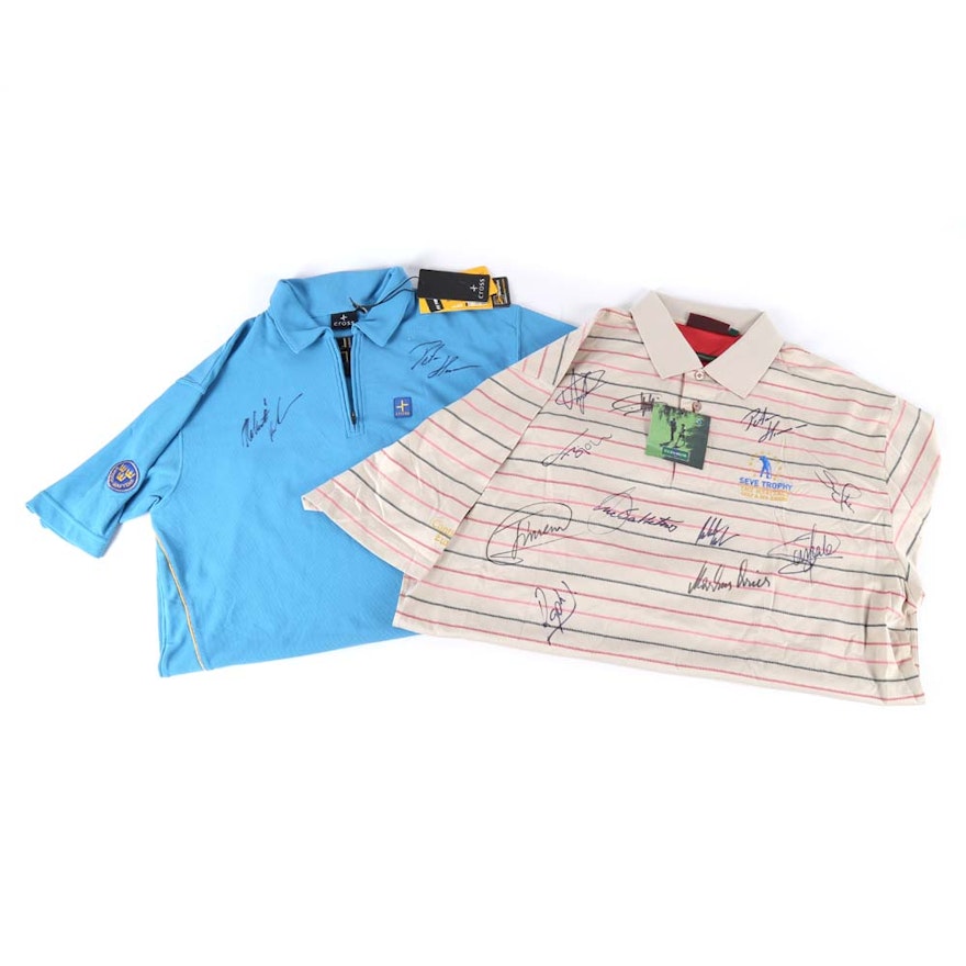 Autographed World Cup and Seve Trophy Golf Polo Shirts