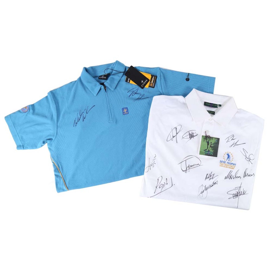 Autographed World Cup and Seve Trophy Golf Polo Shirts