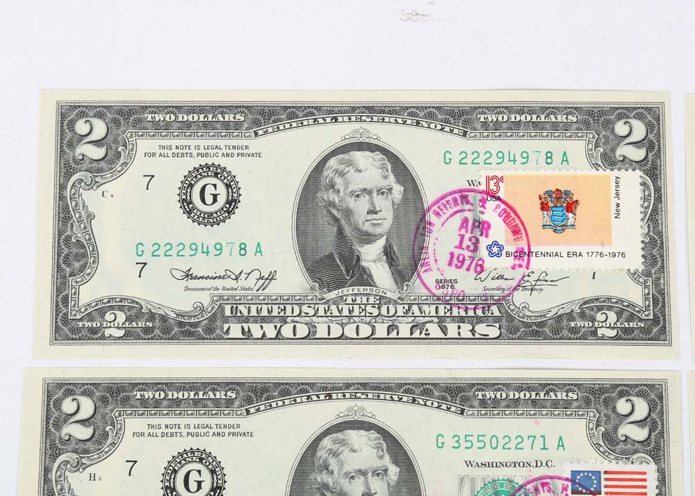 1976 Jefferson 2 Dollar Bills