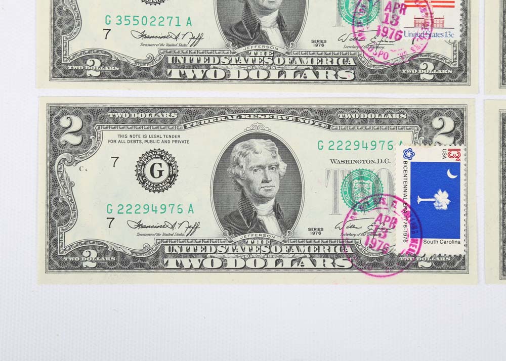 1976 Jefferson 2 Dollar Bills