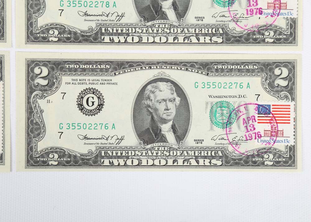 1976 Jefferson 2 Dollar Bills