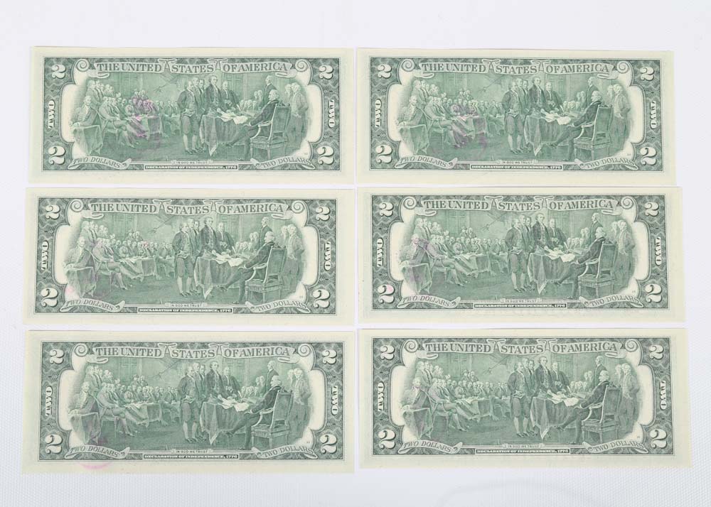 1976 Jefferson 2 Dollar Bills