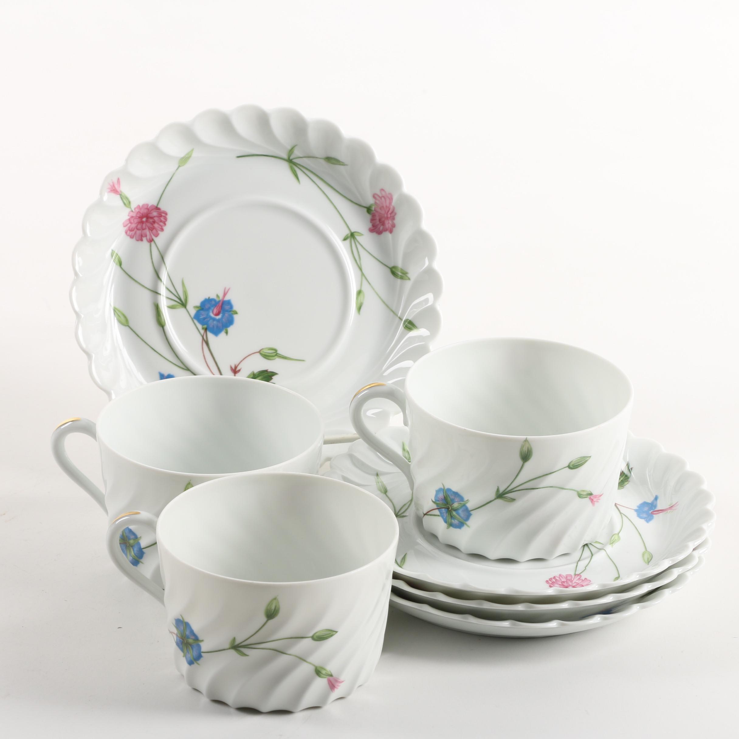 Vintage Haviland Limoges "Florence" Porcelain Teacups and Saucers