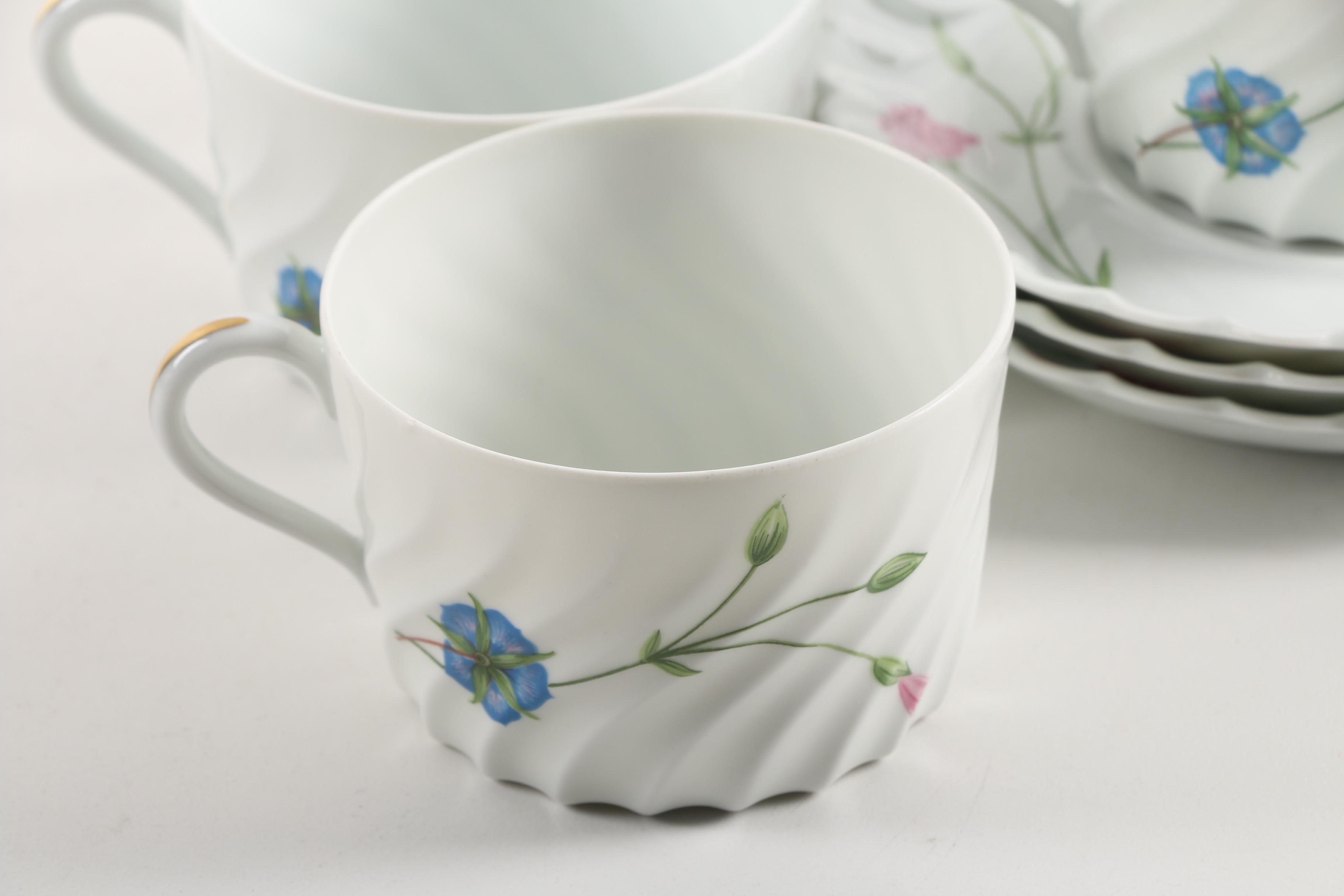 Vintage Haviland Limoges "Florence" Porcelain Teacups and Saucers