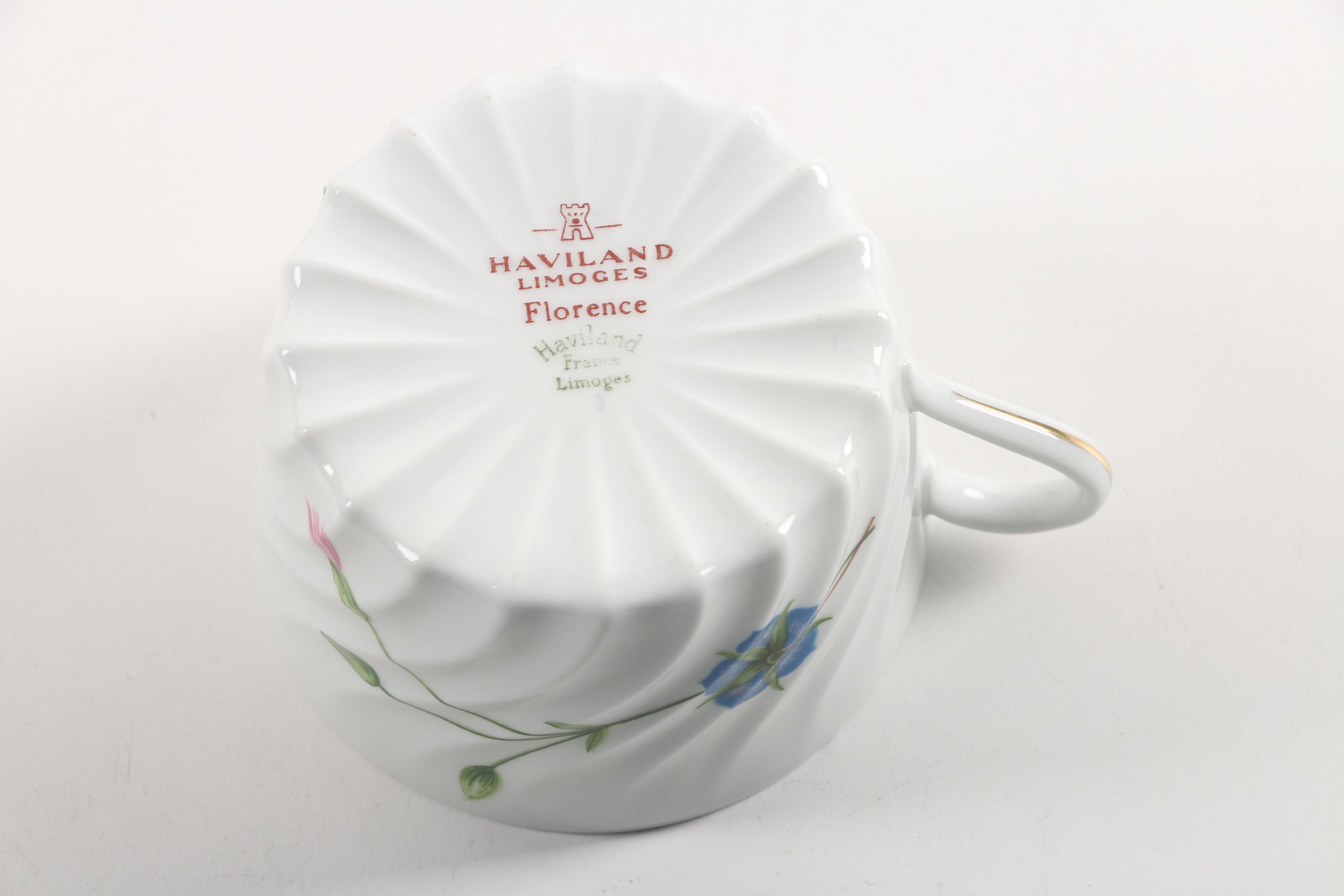 Vintage Haviland Limoges "Florence" Porcelain Teacups and Saucers