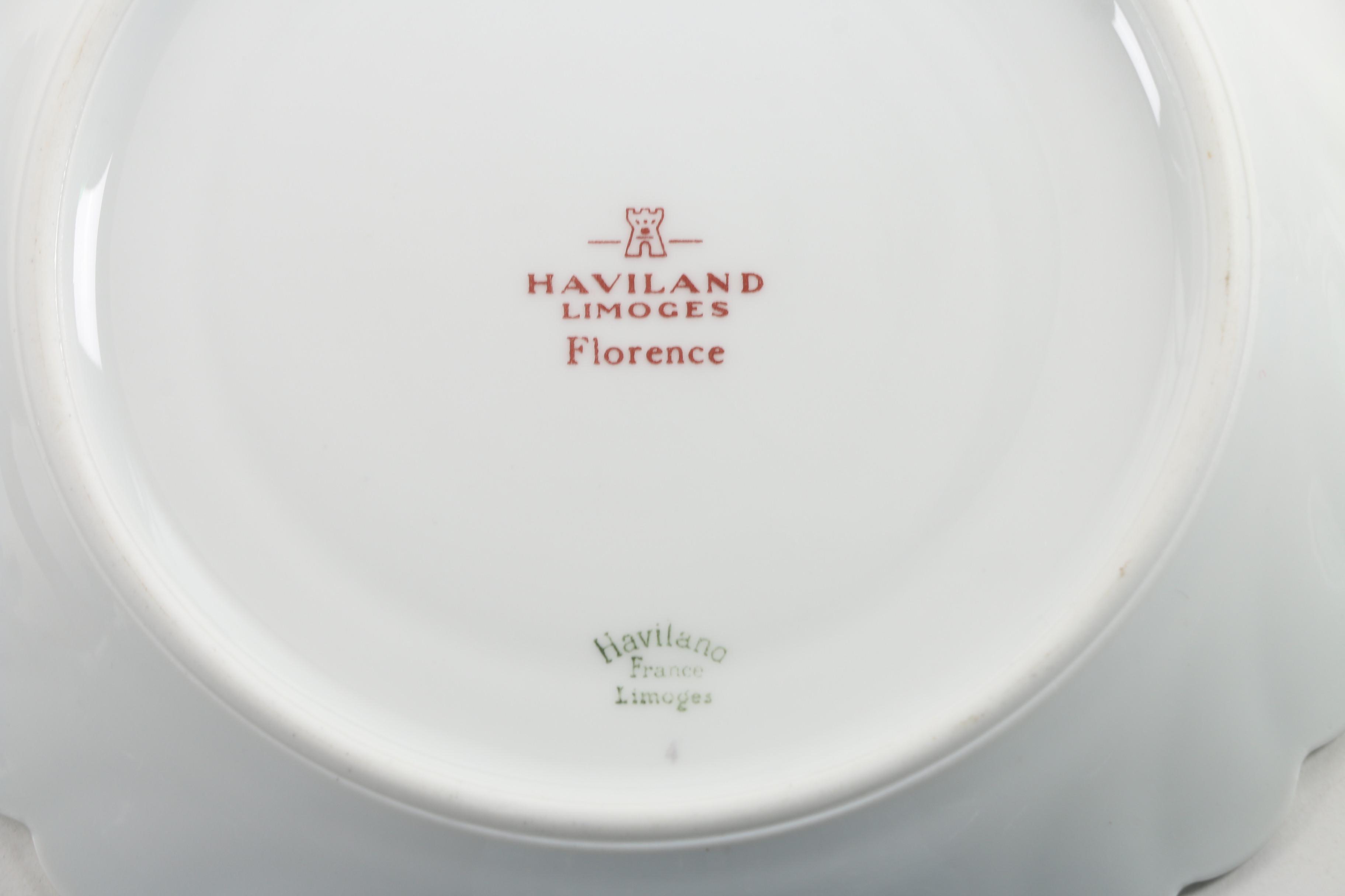 Vintage Haviland Limoges "Florence" Porcelain Teacups and Saucers