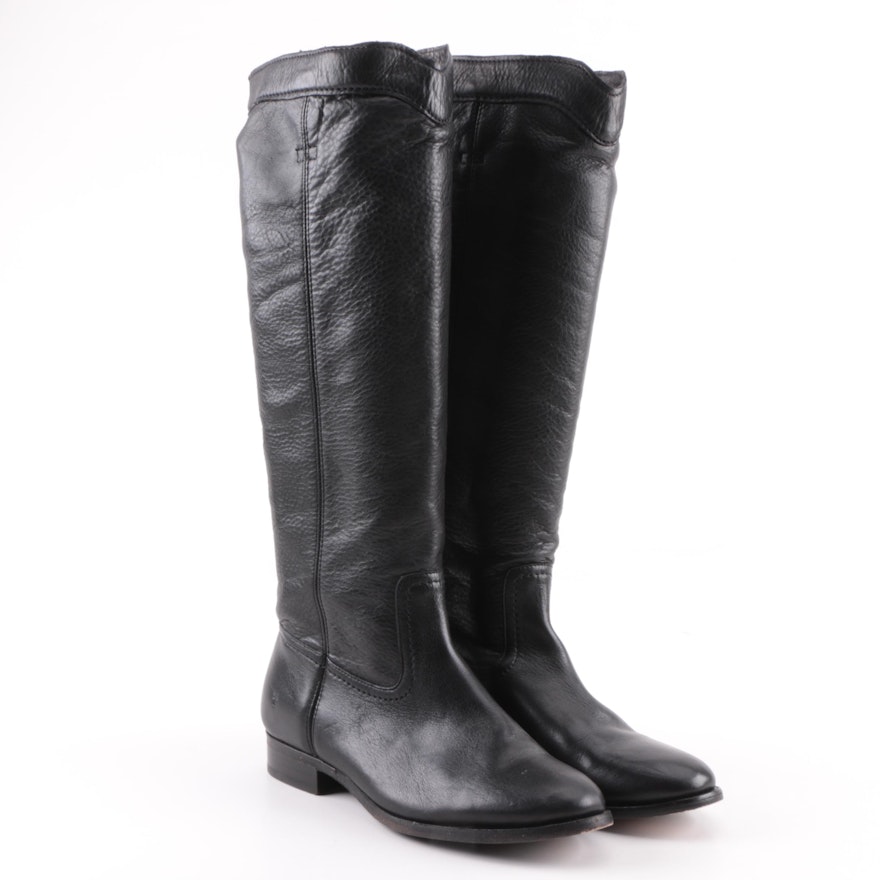 Women's Frye Cara Roper Black Leather Tall Boots