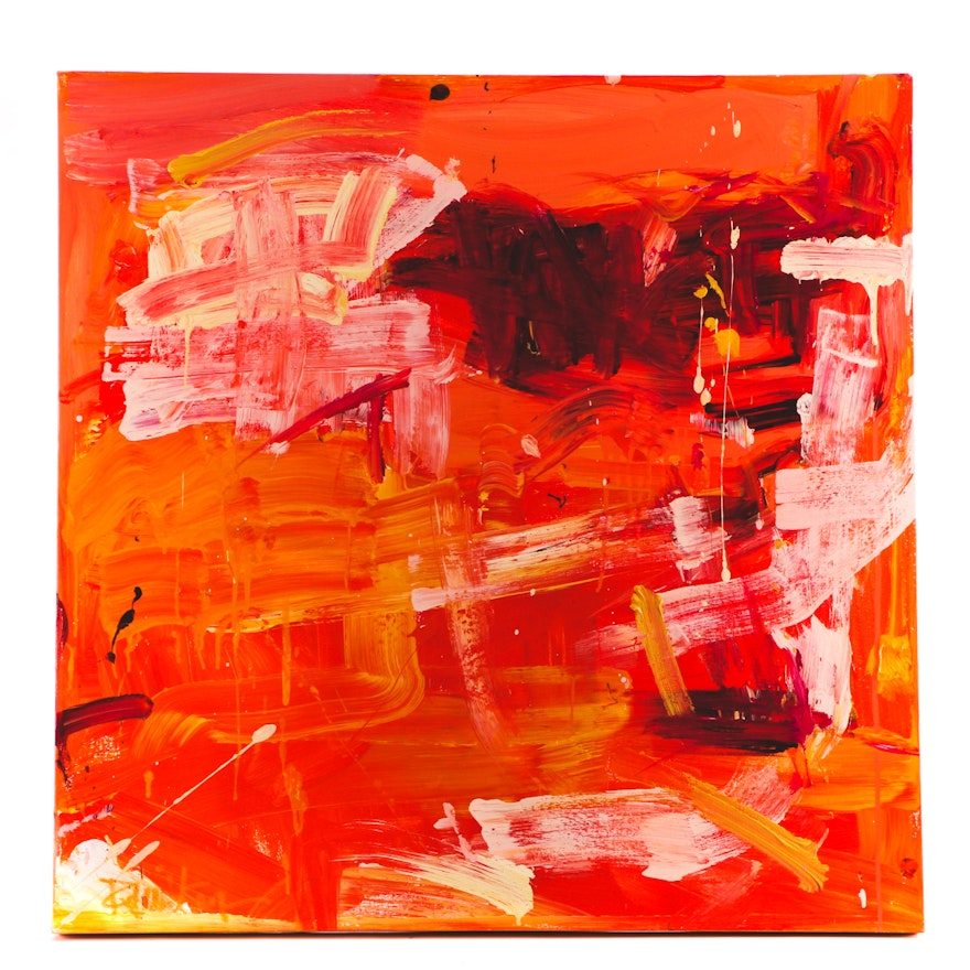 Robbie Kemper Acrylic Painting on Canvas "Orange Yellow Magenta"