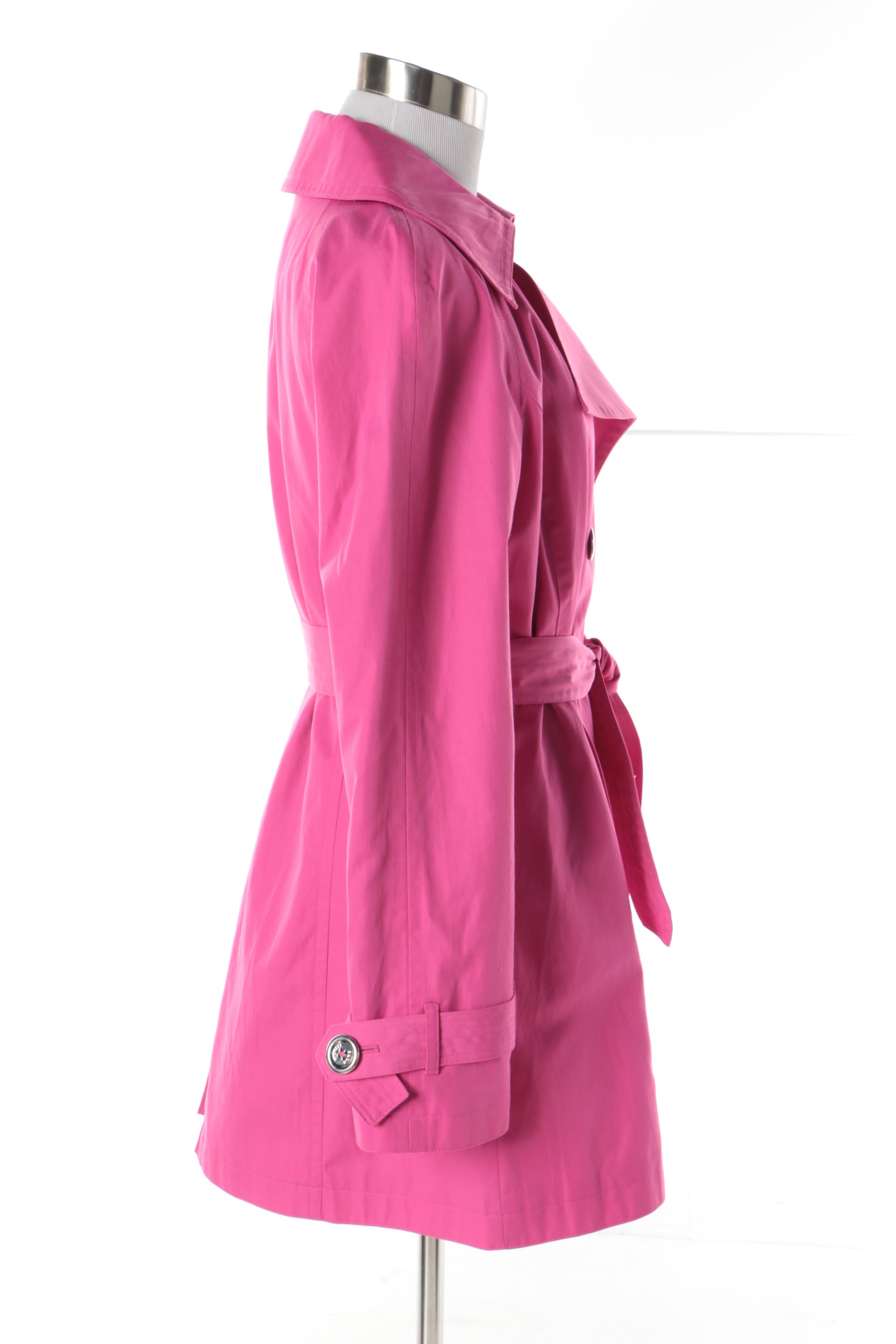 MICHAEL Michael Kors Hot Pink Double-Breasted Trench Coat