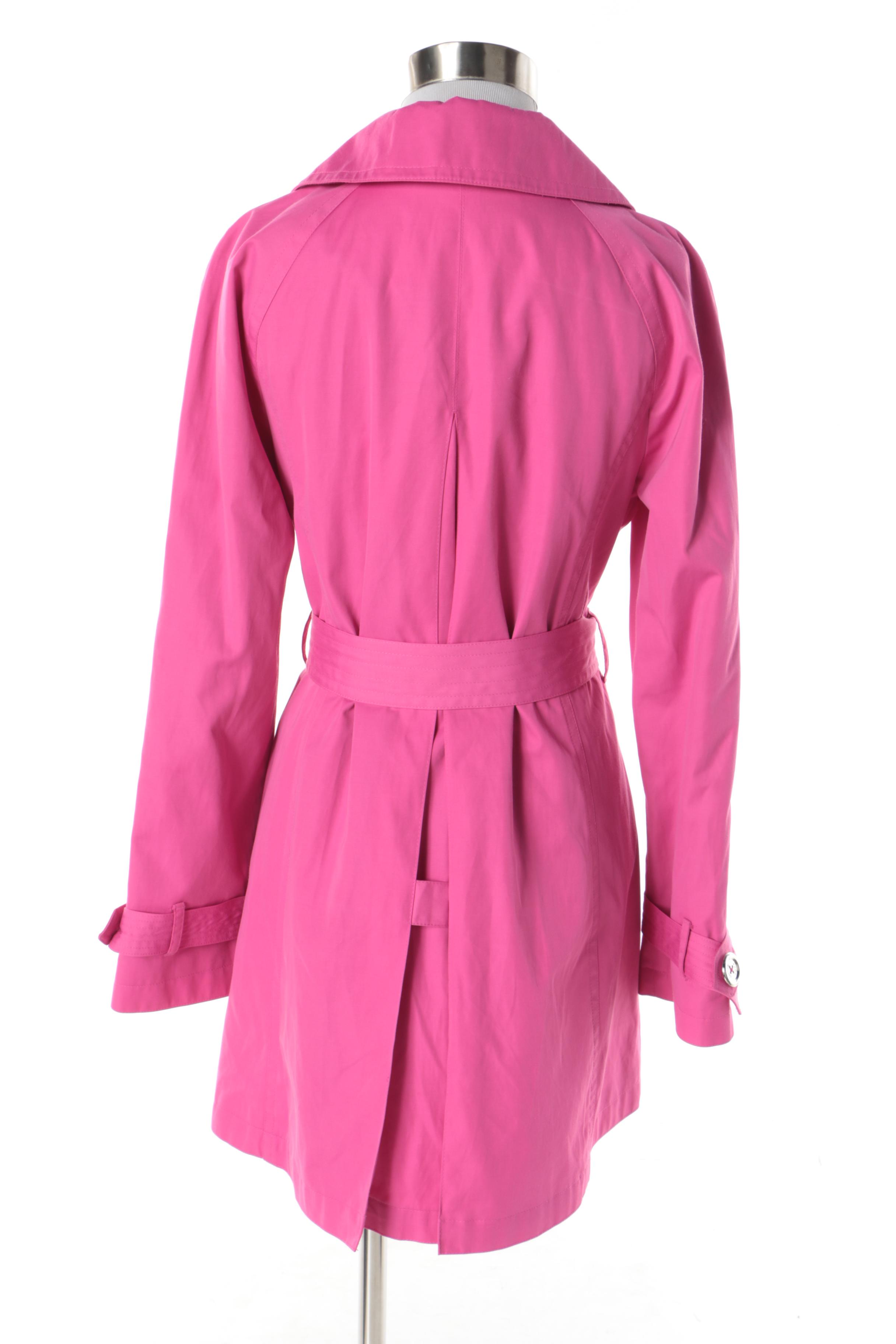 MICHAEL Michael Kors Hot Pink Double-Breasted Trench Coat