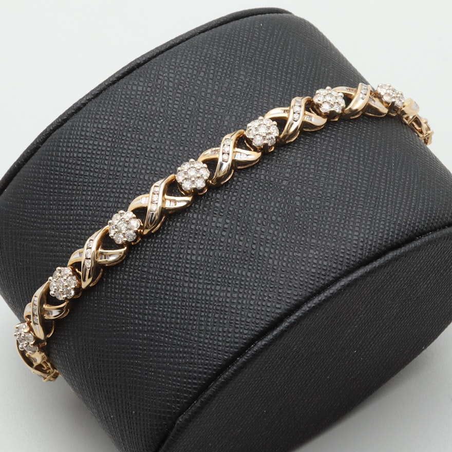 10K Yellow Gold 2.87 CTW Diamond Bracelet