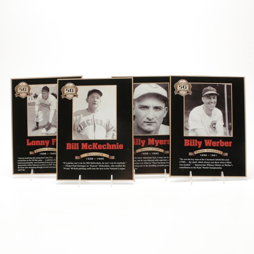 Four 1939-1940 Cincinnati Reds Hall of Fame Photo Plaques COA