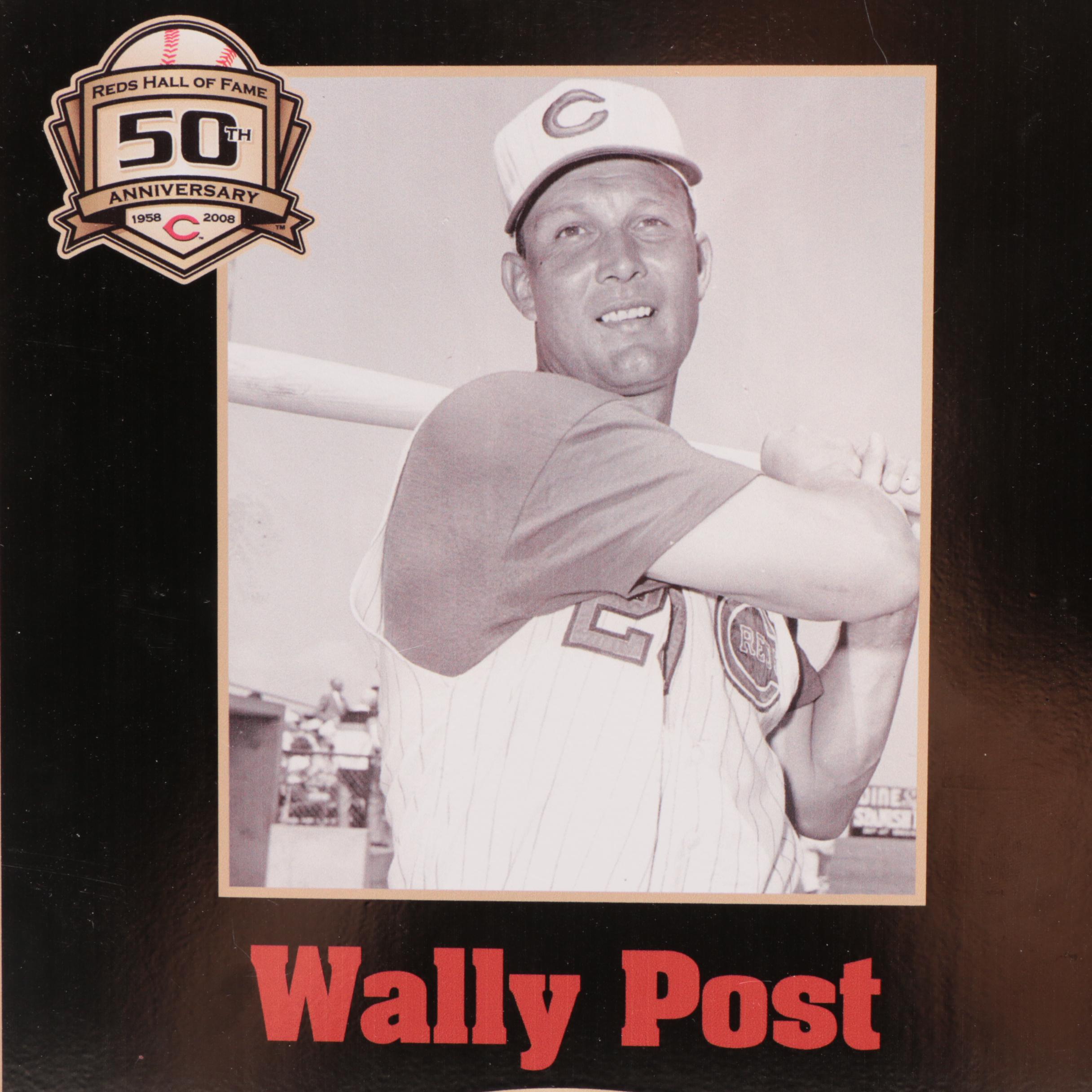 Wally Post and Gus Bell Cincinnati Reds Hall of Fame Photo Plaques COA