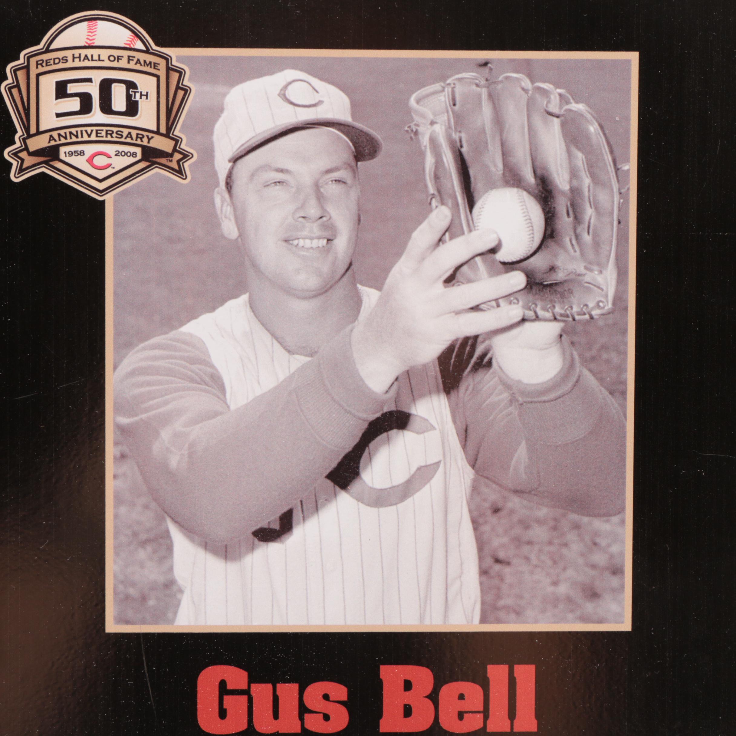 Wally Post and Gus Bell Cincinnati Reds Hall of Fame Photo Plaques COA