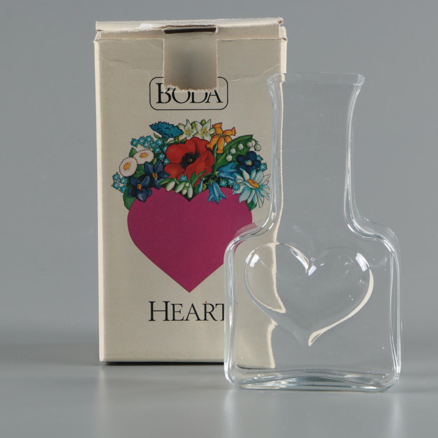Vintage Boda "Heart" Art Glass Vase by Bertil Vallien ca. 1960-70's