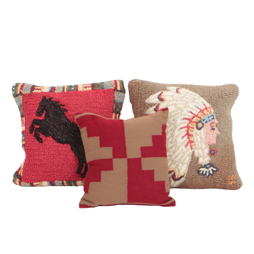 Chandler 4 Corners Hand Hooked Pillows and Peruvian Pillow