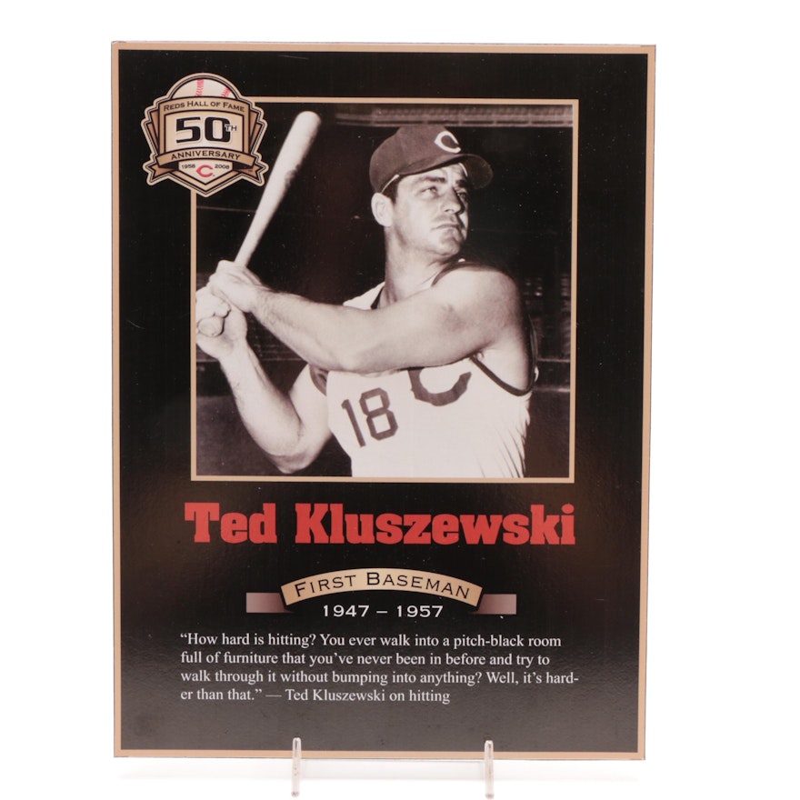 Ted Kluszewski Cincinnati Reds Hall of Fame Photo Plaque COA