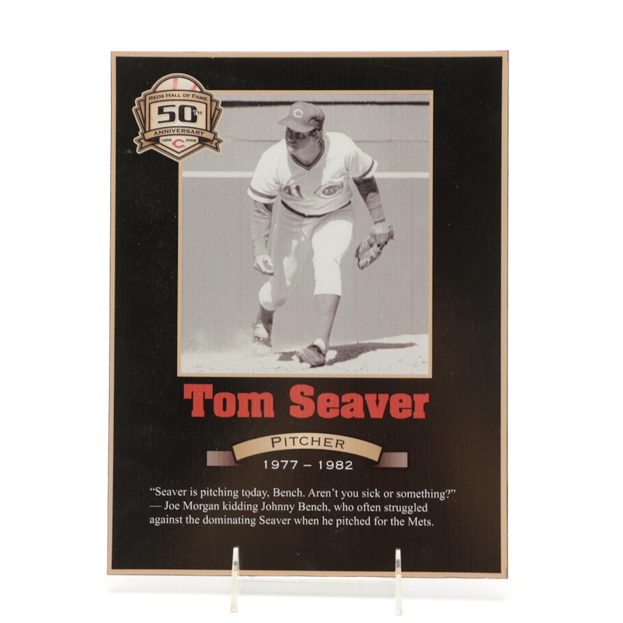 Tom Seaver Cincinnati Reds Hall of Fame Photo Plaque COA