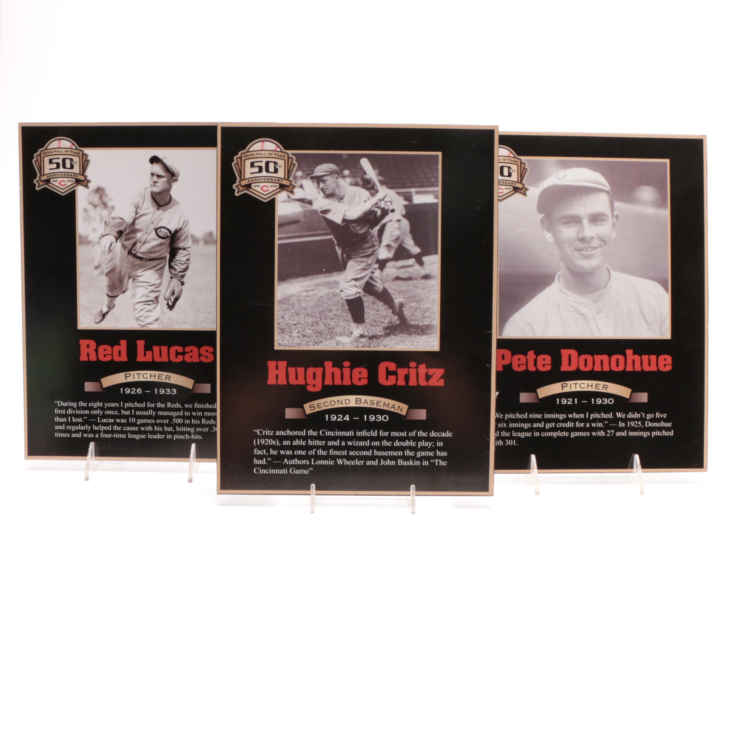 Critz, Lucas, and Donohue Cincinnati Reds Hall of Fame Photo Plaques COA