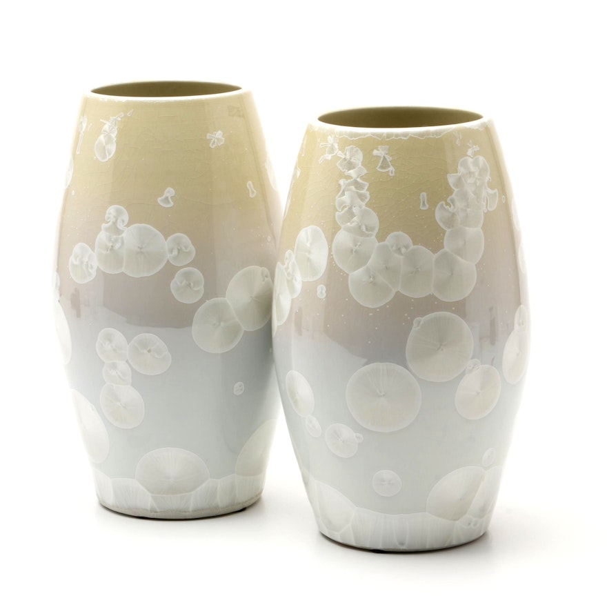 Contemporary Chinese Crystalline Glazed Porcelain Vases