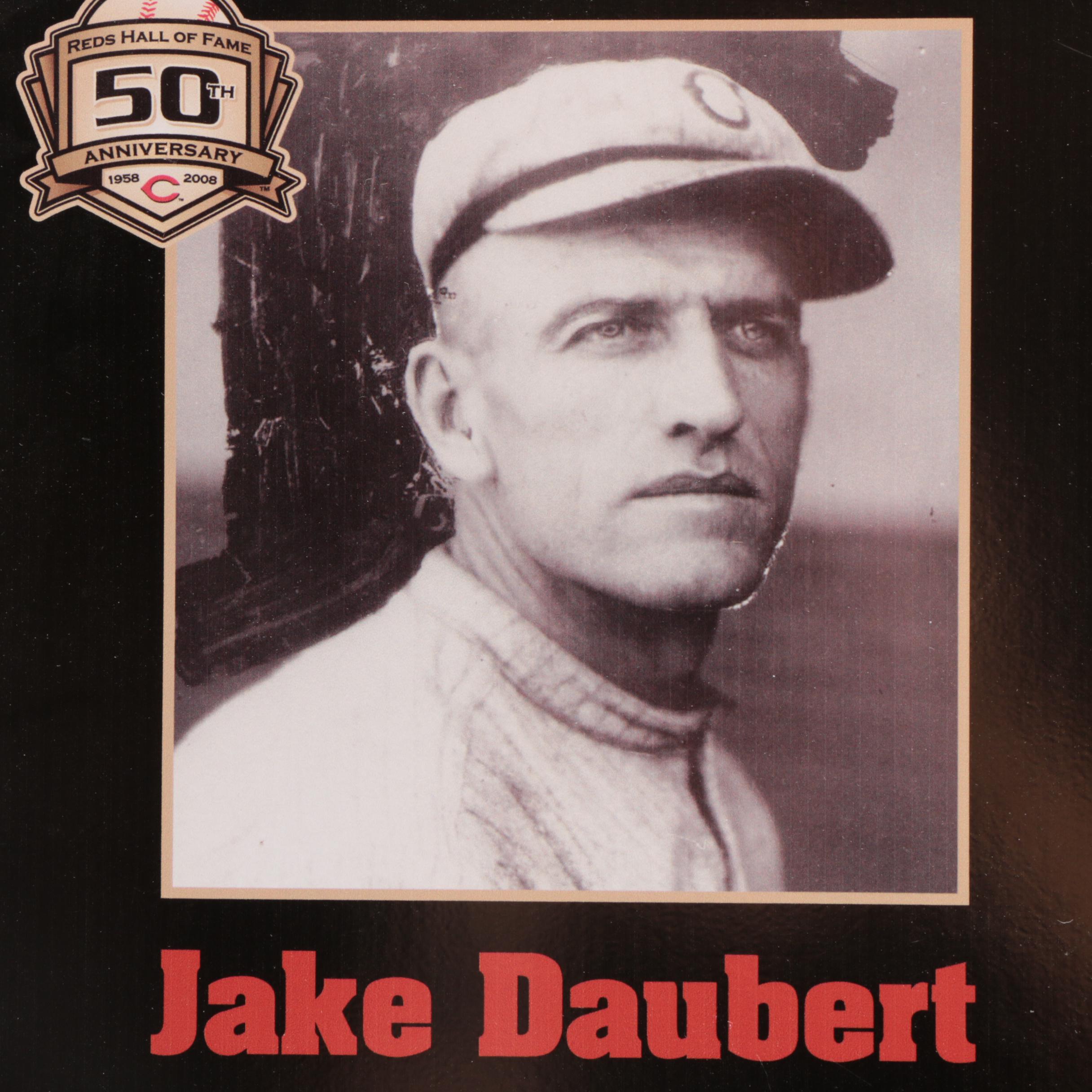 Rube Bressler and Jake Daubert Cincinnati Reds Hall of Fame Photo Plaques COA