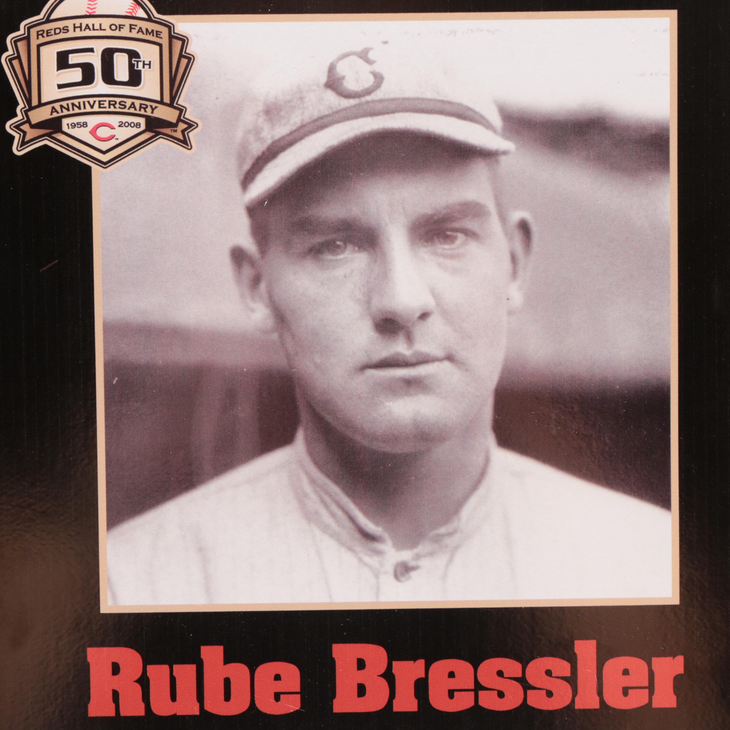 Rube Bressler and Jake Daubert Cincinnati Reds Hall of Fame Photo Plaques COA