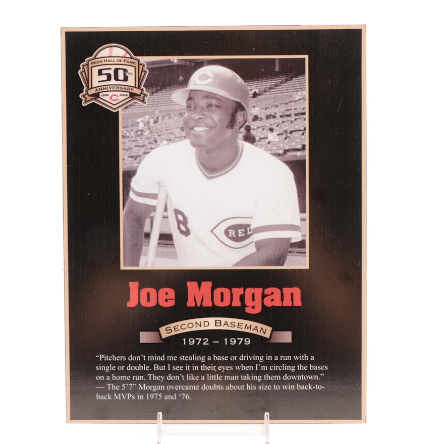 Joe Morgan Cincinnati Reds Hall of Fame Photo Plaque COA