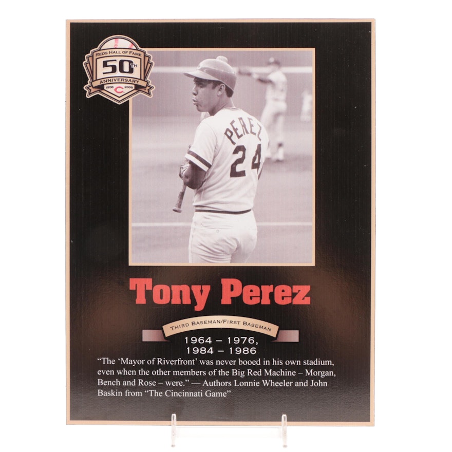 Tony Perez Cincinnati Reds Hall of Fame Photo Plaque COA