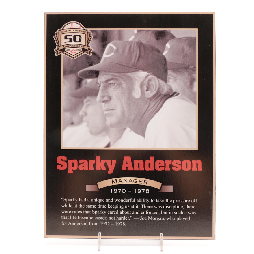 Sparky Anderson Cincinnati Reds Hall of Fame Photo Plaque COA