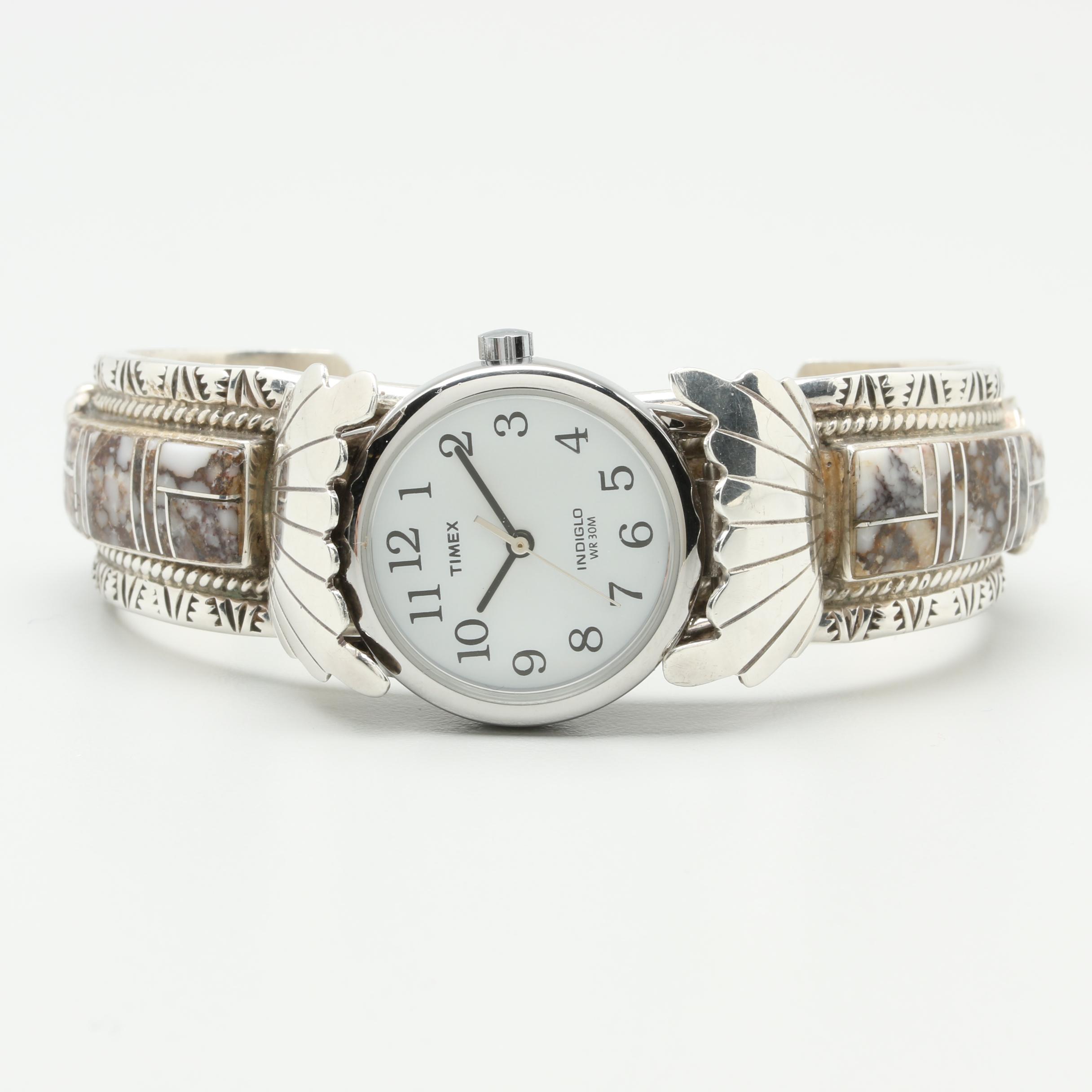 Thomas Francisco Navajo Diné Timex Sterling Silver Watch Cuff