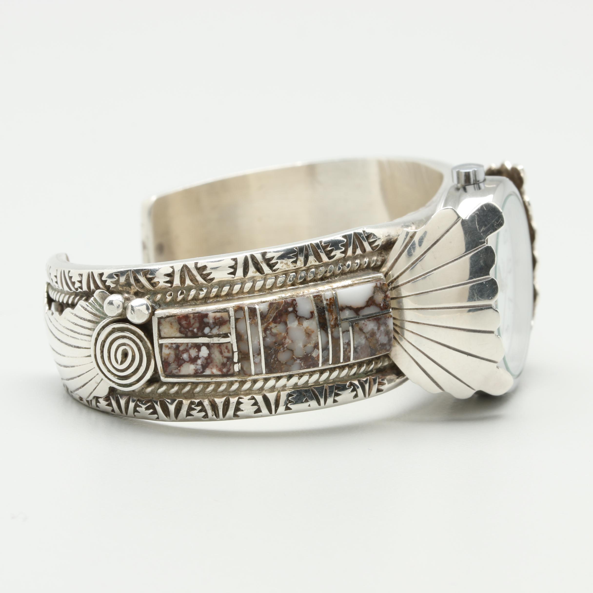 Thomas Francisco Navajo Diné Timex Sterling Silver Watch Cuff