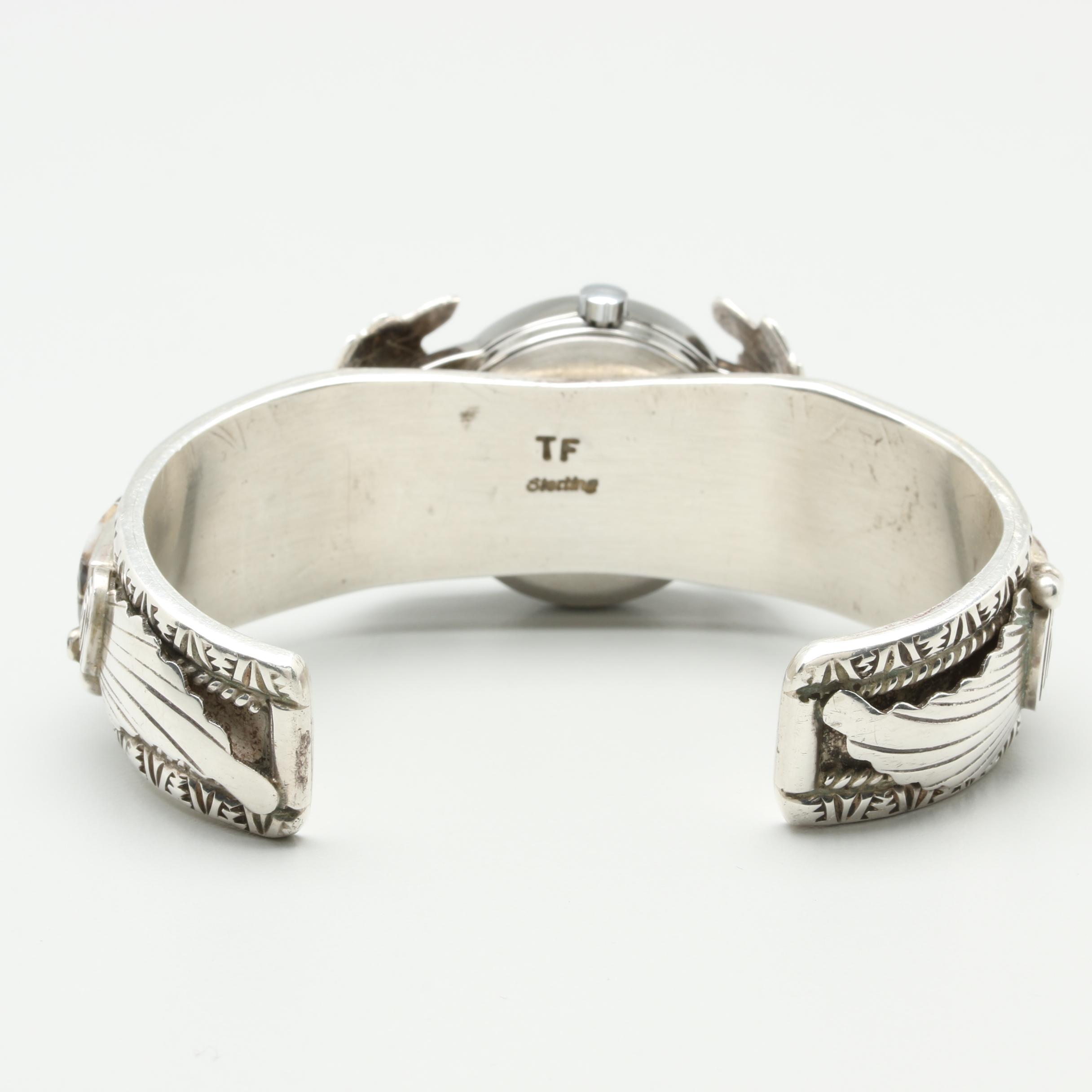 Thomas Francisco Navajo Diné Timex Sterling Silver Watch Cuff