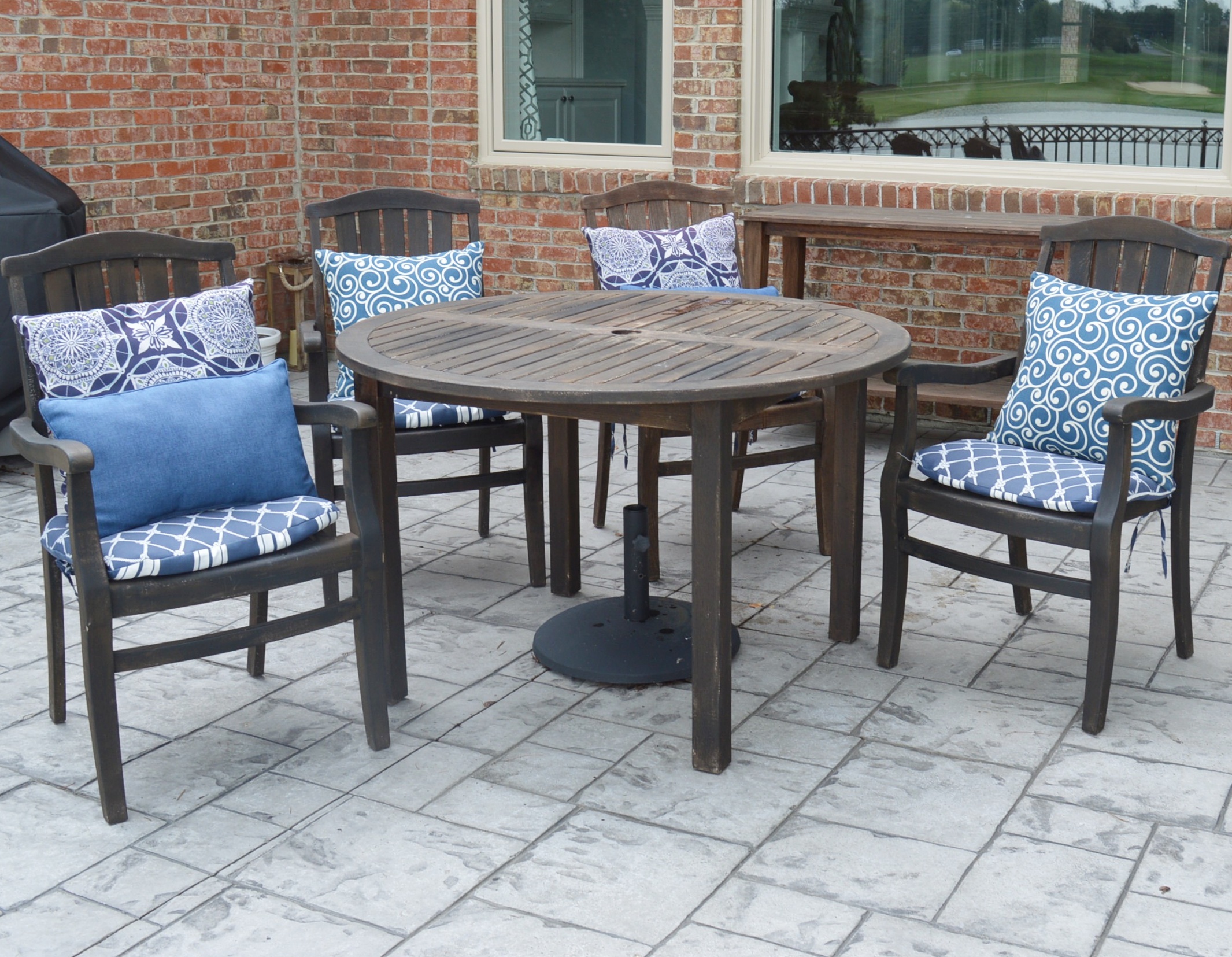Smith & Hawken Teak Wood Patio Dining Set with Cushions