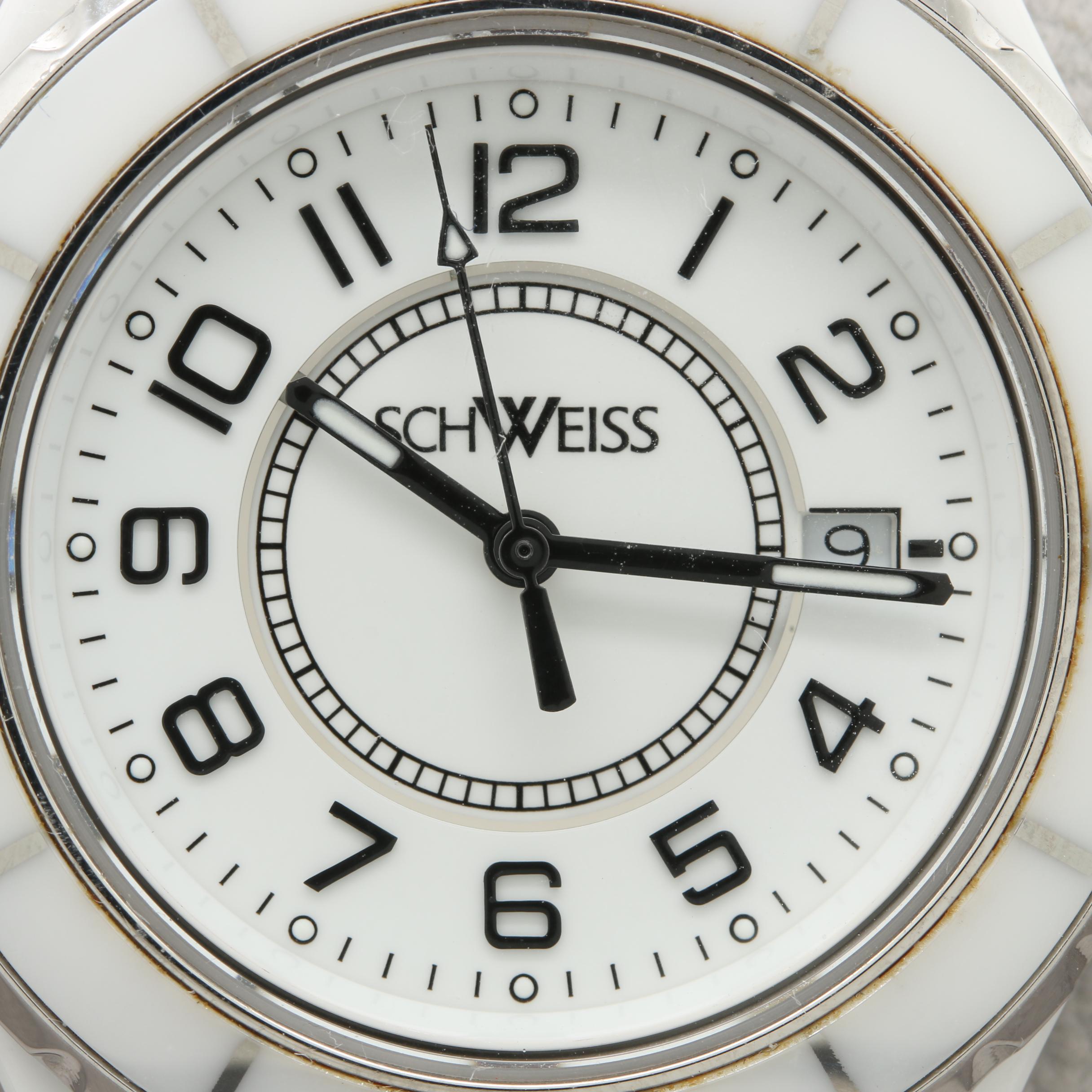 Schweiss Swiss White Ceramic and Stainless Steel Watch