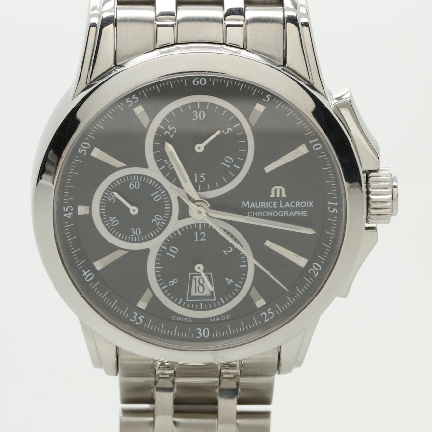 Maurice Lacroix Stainless Steel Chronograph Wristwatch
