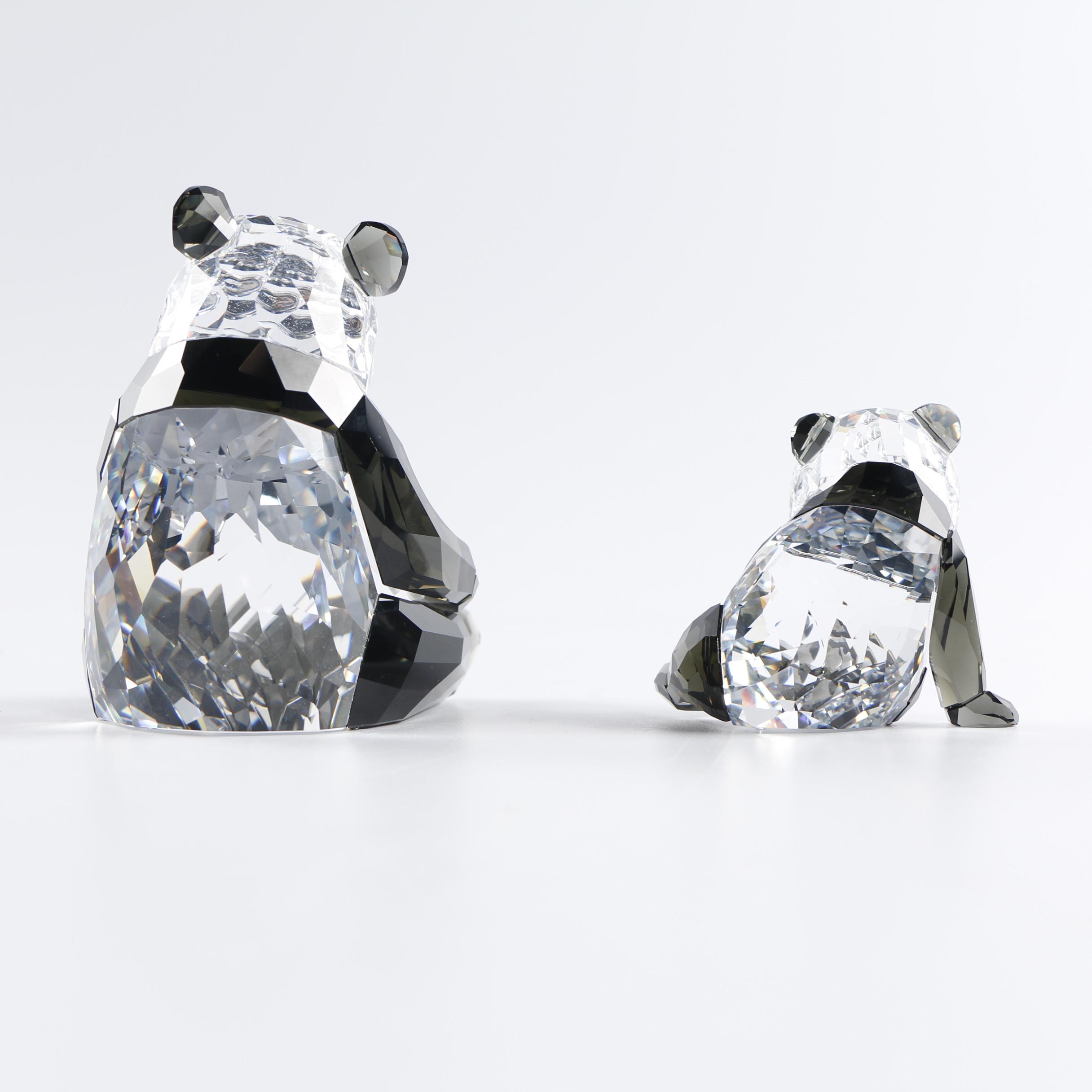 2008 Swarovski Crystal "Panda Mother with Baby" Figurines