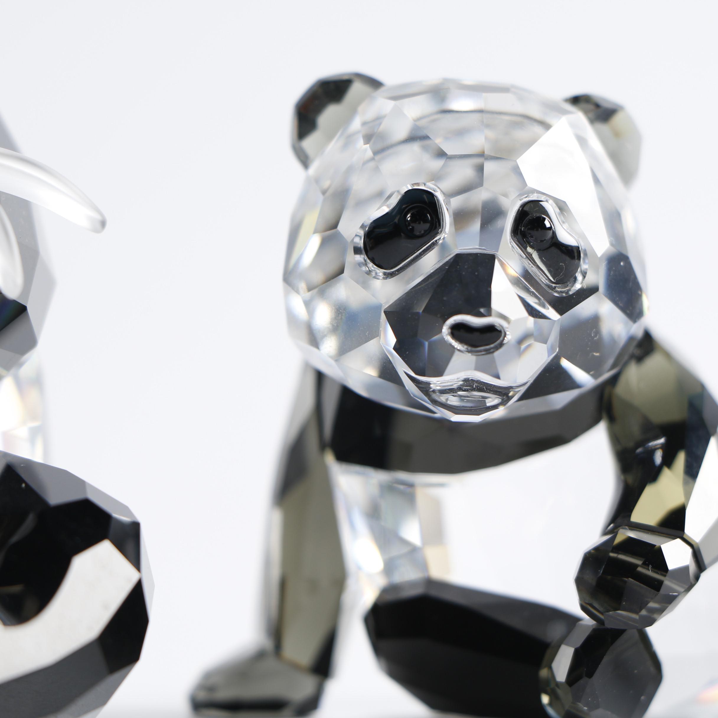 2008 Swarovski Crystal "Panda Mother with Baby" Figurines